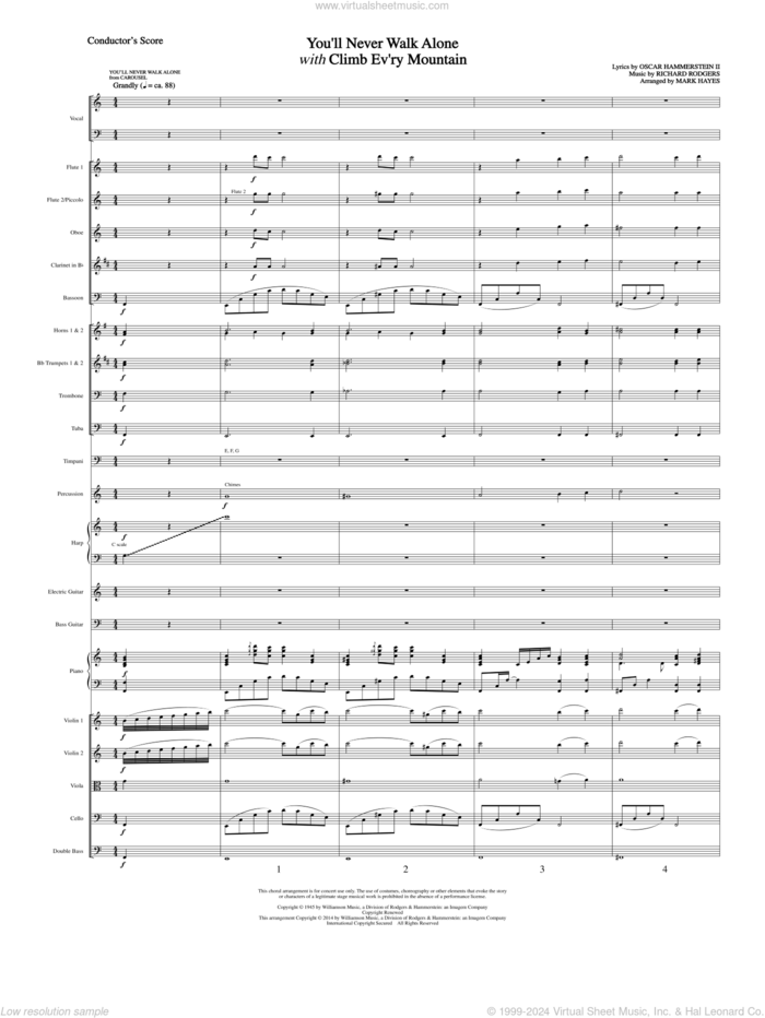 You'll Never Walk Alone (with Climb Every Mountain) sheet music for orchestra/band (full score) by Richard Rodgers, Margery McKay, Patricia Neway, Tony Bennett, Mark Hayes and Oscar II Hammerstein, intermediate skill level