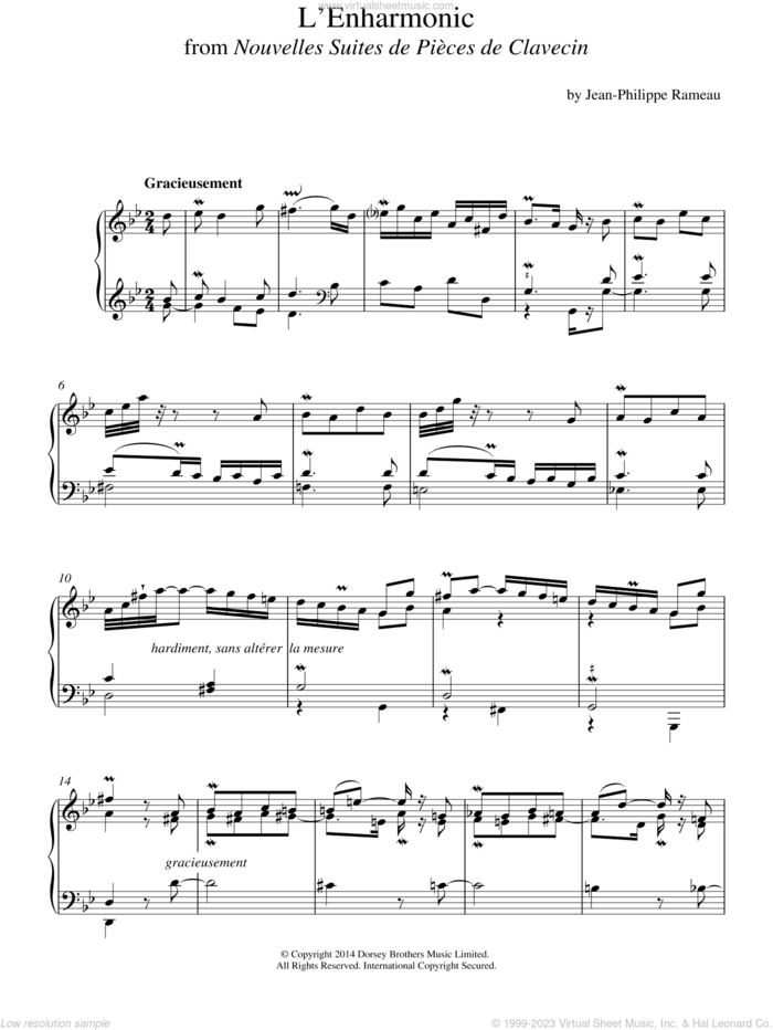 L'enharmonic From Nouvelles Suites De Pieces De Clavecin sheet music for piano solo by Jean-Philippe Rameau, classical score, intermediate skill level