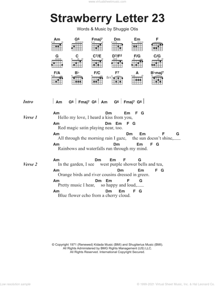 Strawberry Letter 23 sheet music for guitar (chords) by The Johnson Brothers, The Brothers Johnson and Shuggie Otis, intermediate skill level