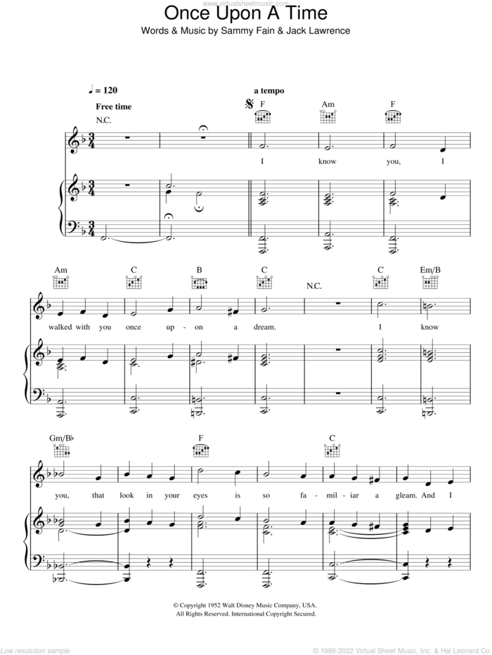 Once Upon A Dream sheet music for voice, piano or guitar by Lana Del Ray, Jack Lawrence and Sammy Fain, intermediate skill level