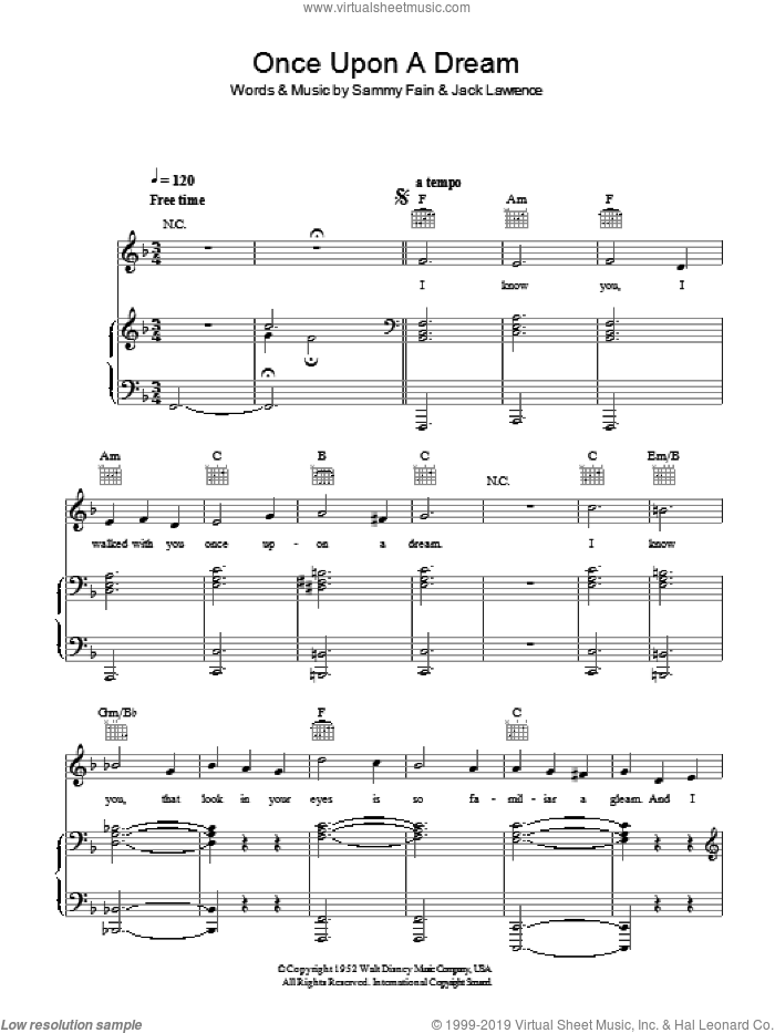 Once Upon A Dream sheet music for voice, piano or guitar by Lana Del Rey, Jack Lawrence and Sammy Fain, intermediate skill level