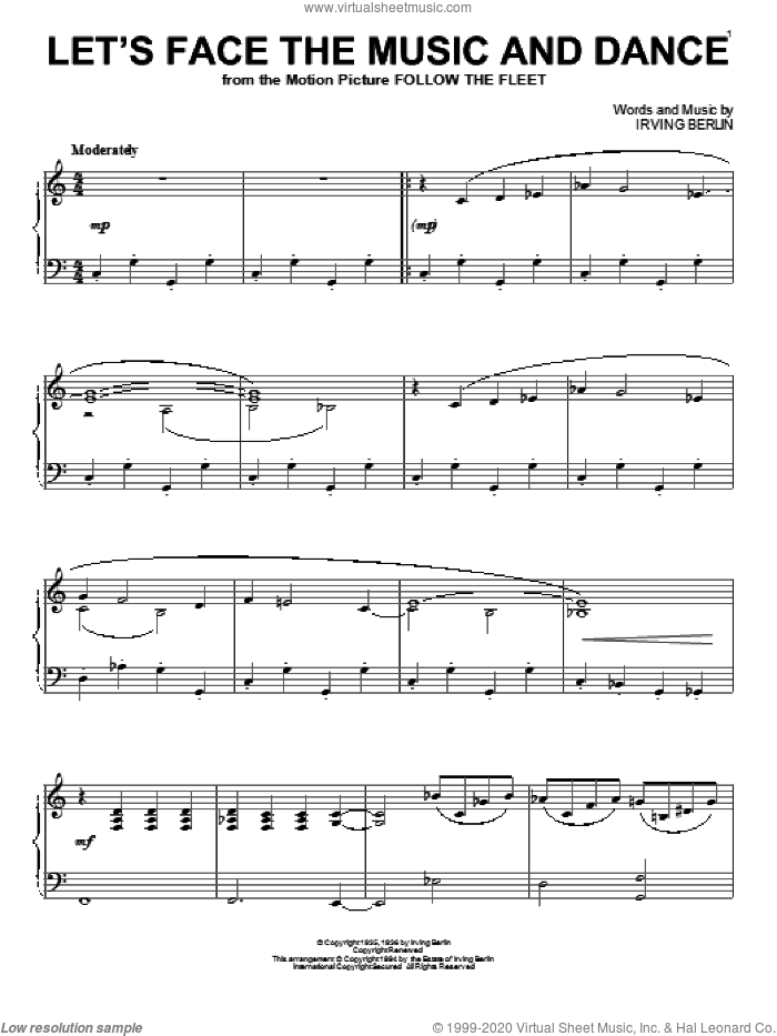 Let's Face The Music And Dance sheet music for piano solo by Irving Berlin and Dick Hyman, intermediate skill level