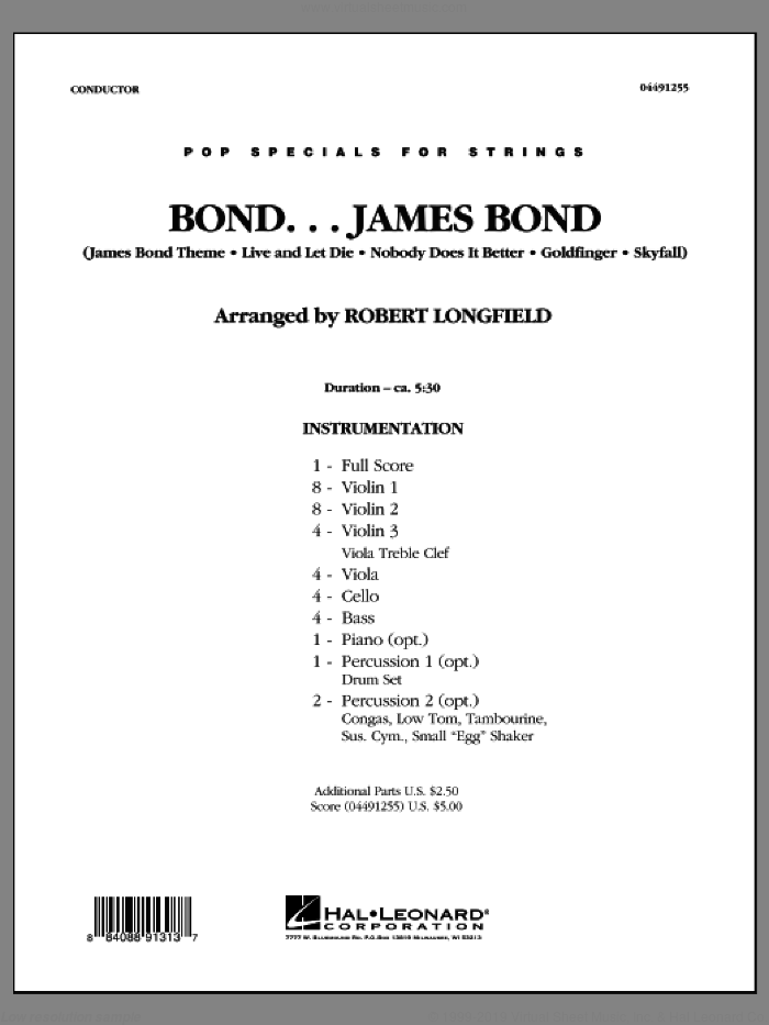 Bond...James Bond (COMPLETE) sheet music for orchestra by Robert Longfield, intermediate skill level