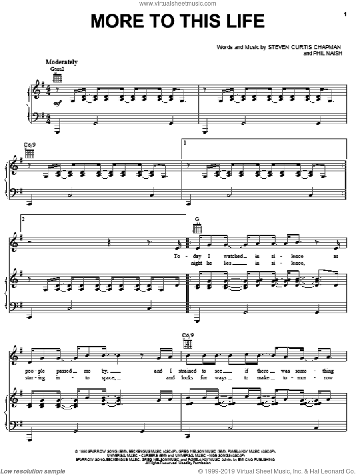 More To This Life sheet music for voice, piano or guitar by Steven Curtis Chapman and Phil Naish, intermediate skill level