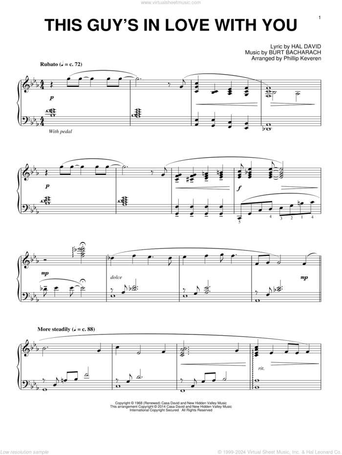 This Guy's In Love With You (arr. Phillip Keveren) sheet music for piano solo by Phillip Keveren, Bacharach & David, Burt Bacharach, Hal David and Herb Alpert, intermediate skill level