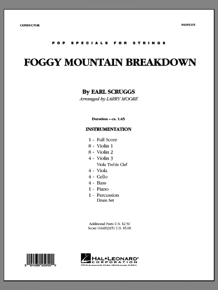Foggy Mountain Breakdown (COMPLETE) sheet music for orchestra by Larry Moore, Earl Scruggs and Lester Flatt & Earl Scruggs, intermediate skill level