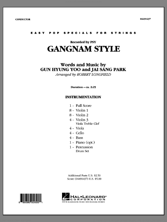 Gangnam Style (COMPLETE) sheet music for orchestra by Robert Longfield, Gun Hyung Yoo, Jai Sang Park and PSY, intermediate skill level