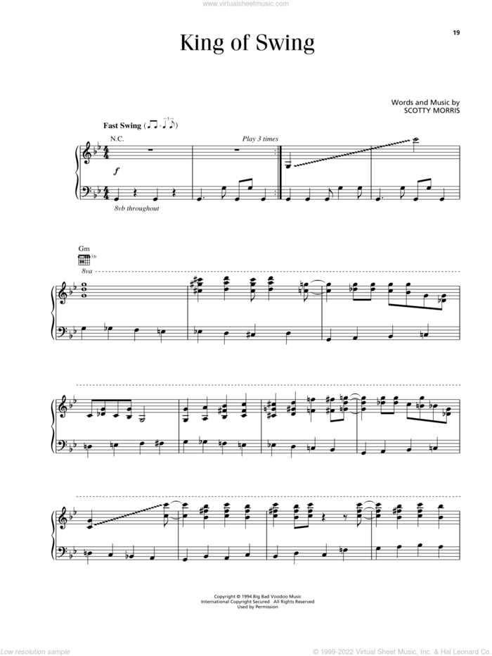King Of Swing sheet music for voice, piano or guitar by Big Bad Voodoo Daddy and Scotty Morris, intermediate skill level