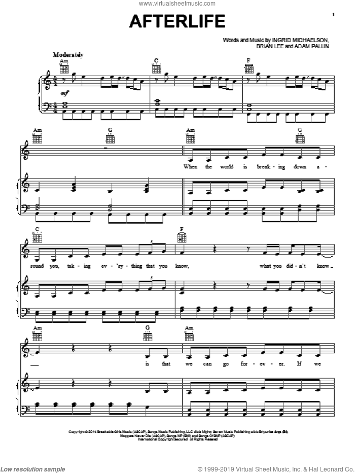 Afterlife sheet music for guitar (tablature, play-along) v2