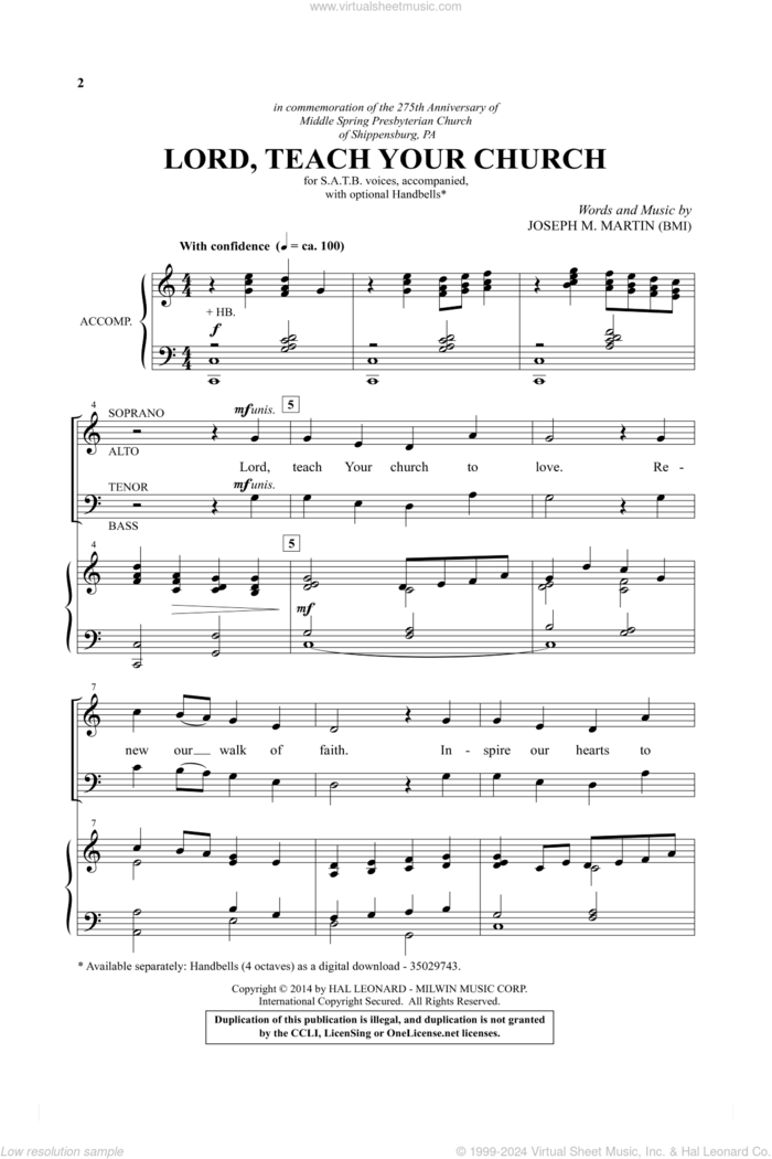 Lord, Teach Your Church sheet music for choir (SATB: soprano, alto, tenor, bass) by Joseph M. Martin, intermediate skill level