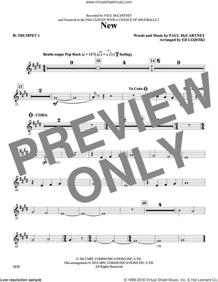 New (complete set of parts) sheet music for orchestra/band by Paul McCartney and Ed Lojeski, intermediate skill level