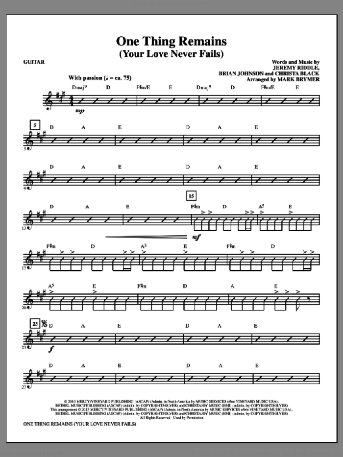 One Thing Remains (Your Love Never Fails) (arr. Mark Brymer) (complete set of parts) sheet music for orchestra/band by Mark Brymer, Brian Johnson, Christa Black, Jeremy Riddle and Passion, intermediate skill level