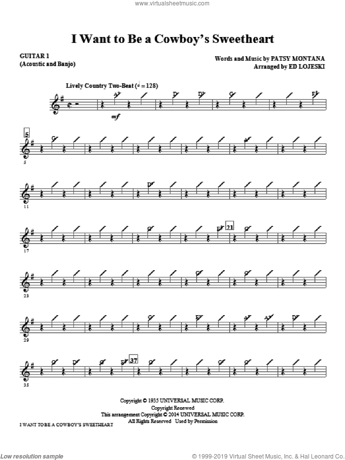 I Want to Be a Cowboy's Sweetheart (complete set of parts) sheet music for orchestra/band by Ed Lojeski, LeAnn Rimes, Patsy Montana and Suzy Bogguss, intermediate skill level