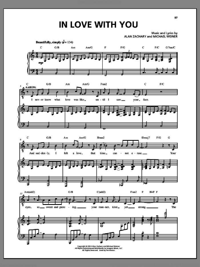 In Love With You sheet music for voice and piano by Alan Zachary and Michael Weiner, intermediate skill level