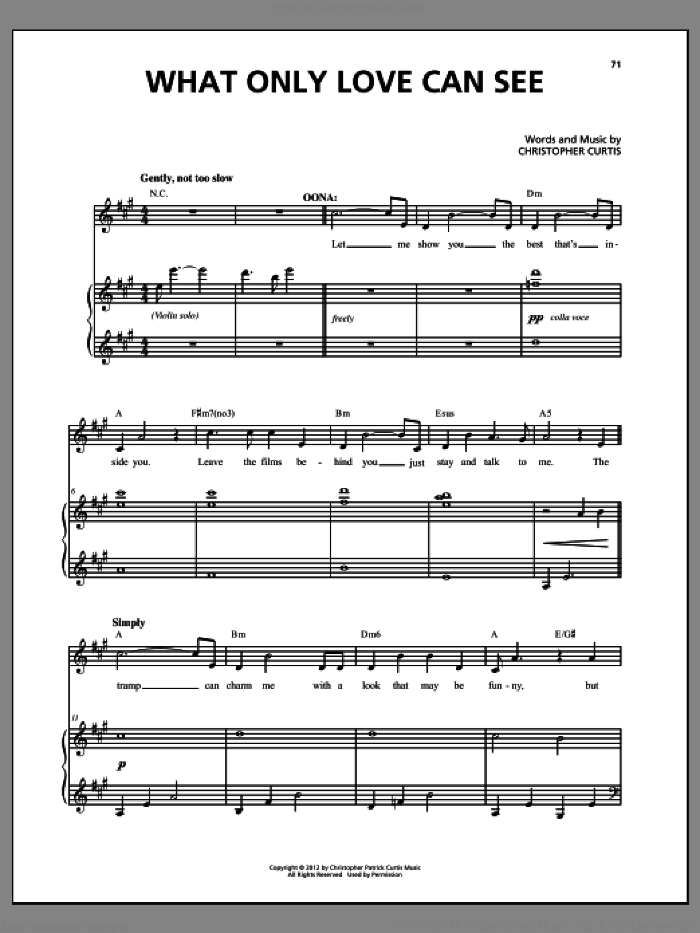 What Only Love Can See sheet music for voice and piano by Christopher Curtis, intermediate skill level