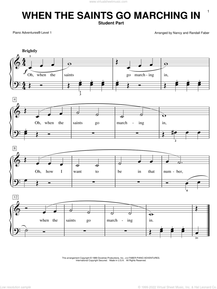 When the Saints Go Maching In sheet music for piano solo by Nancy and Randall Faber and Miscellaneous, intermediate/advanced skill level