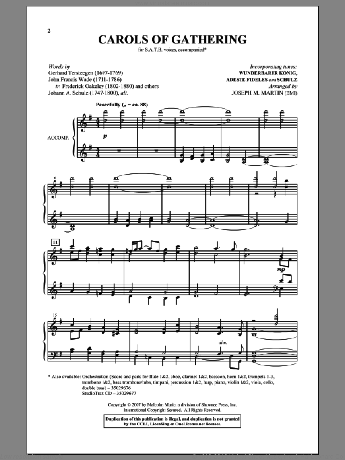 Carols Of Gathering sheet music for choir (SATB: soprano, alto, tenor, bass) by Joseph M. Martin, intermediate skill level