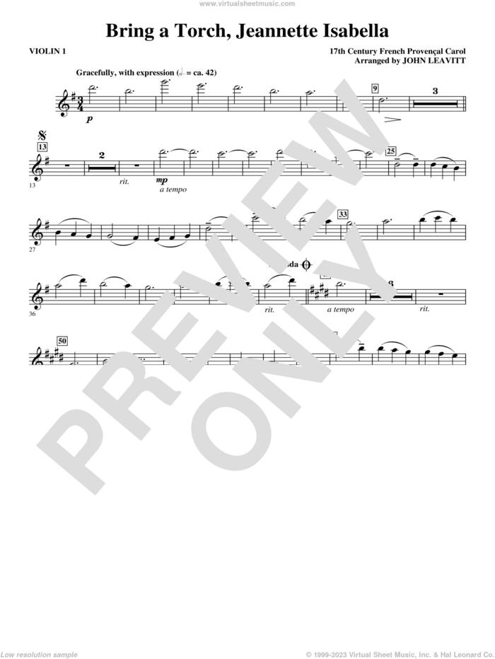 Bring a Torch, Jeanette Isabella sheet music for orchestra/band (violin 1) by John Leavitt and Miscellaneous, intermediate skill level