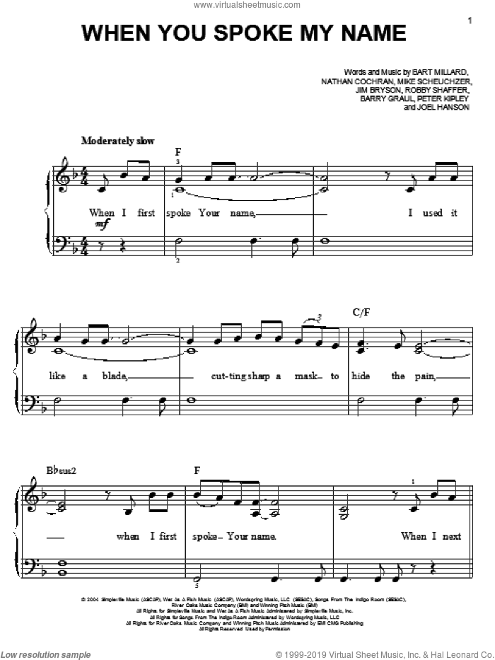 YOU KNOW MY NAME Sheet music for Piano (Solo)