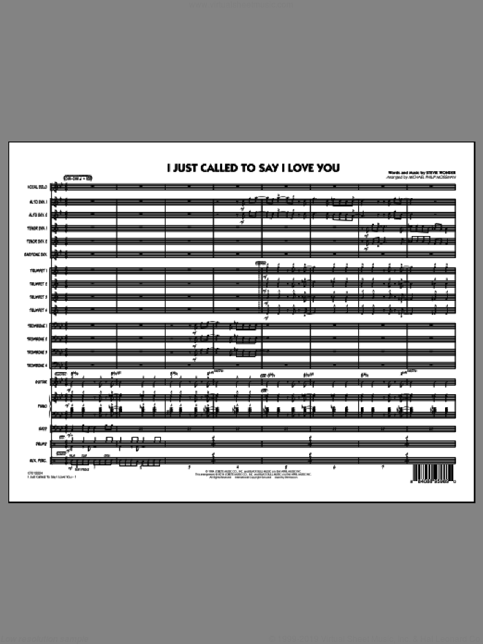 I Just Called to Say I Love You (COMPLETE) sheet music for jazz band by Stevie Wonder and Michael Philip Mossman, intermediate skill level