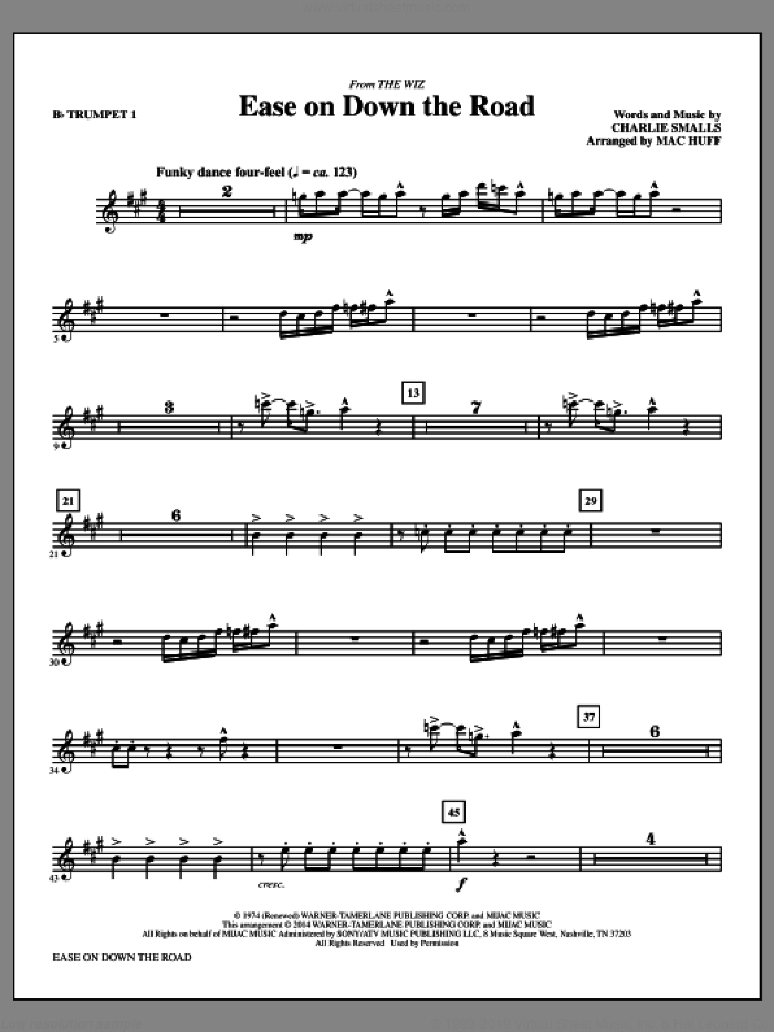 Ease on Down the Road (complete set of parts) sheet music for orchestra/band by Mac Huff and Charlie Smalls, intermediate skill level