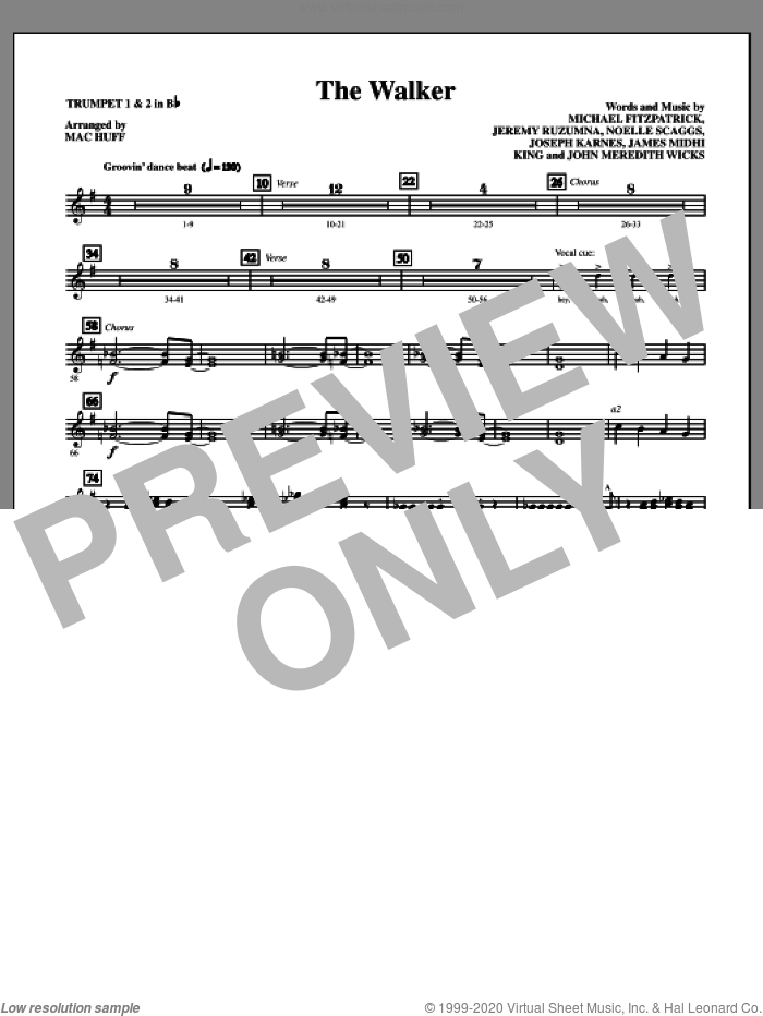 The Walker (complete set of parts) sheet music for orchestra/band by Mac Huff, Fitz And The Tantrums, James Midhi King, Jeremy Ruzumna, John Meredith Wicks, Joseph Karnes, Michael Fitzpatrick and Noelle Scaggs, intermediate skill level