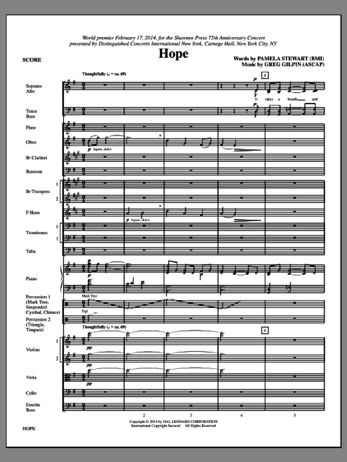 Hope (COMPLETE) sheet music for orchestra/band (Orchestra) by Greg Gilpin, Pamela Stewart and Paul Langford, intermediate skill level