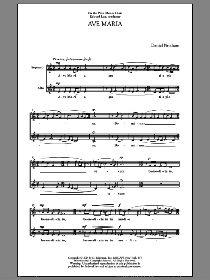 Two Classics For Treble Voices sheet music for choir (2-Part) by Dale Warland and Daniel Pinkham, classical score, intermediate duet