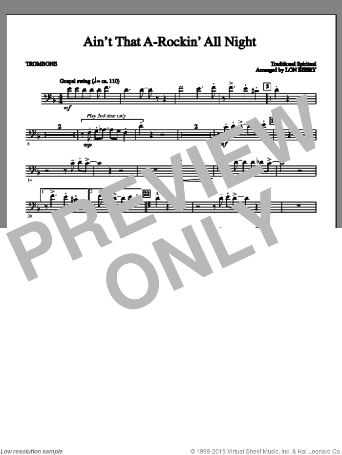 Ain't That A-rockin' All Night sheet music for orchestra/band (c trombone 1) by Lon Beery and Miscellaneous, intermediate skill level