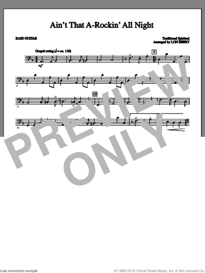 Ain't That A-rockin' All Night sheet music for orchestra/band (bass, c) by Lon Beery and Miscellaneous, intermediate skill level