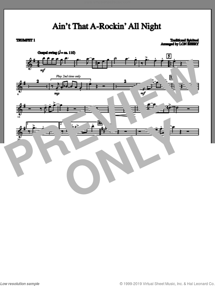 Ain't That A-rockin' All Night sheet music for orchestra/band (part 1 - trumpet) by Lon Beery and Miscellaneous, intermediate skill level