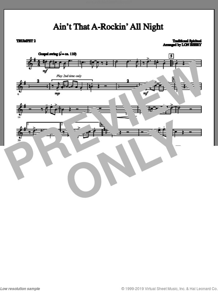 Ain't That A-rockin' All Night sheet music for orchestra/band (part 2 - trumpet) by Lon Beery and Miscellaneous, intermediate skill level