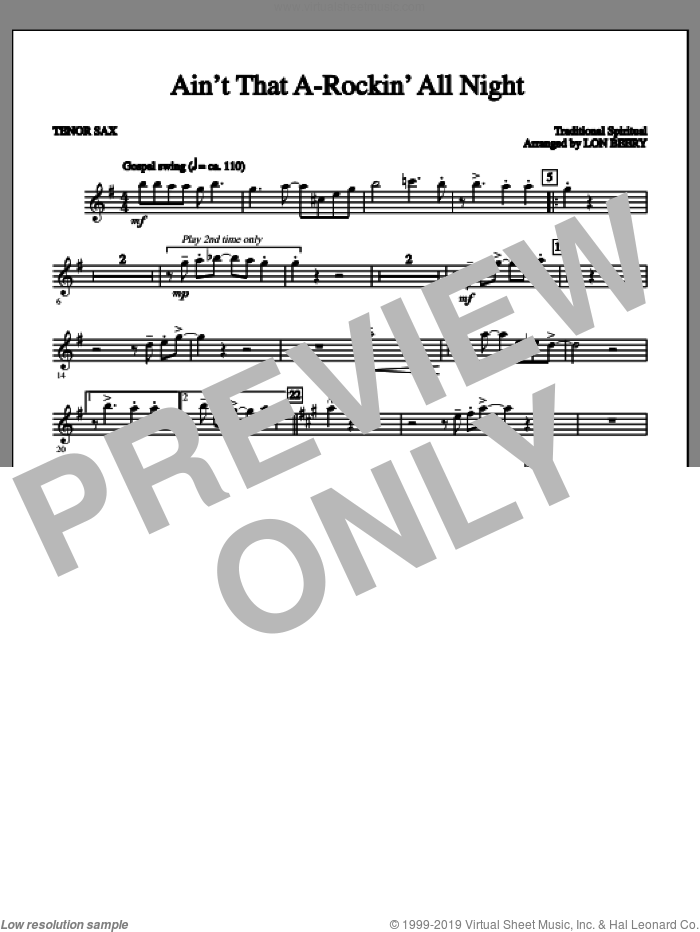 Ain't That A-rockin' All Night sheet music for orchestra/band (tenor sax 1) by Lon Beery and Miscellaneous, intermediate skill level