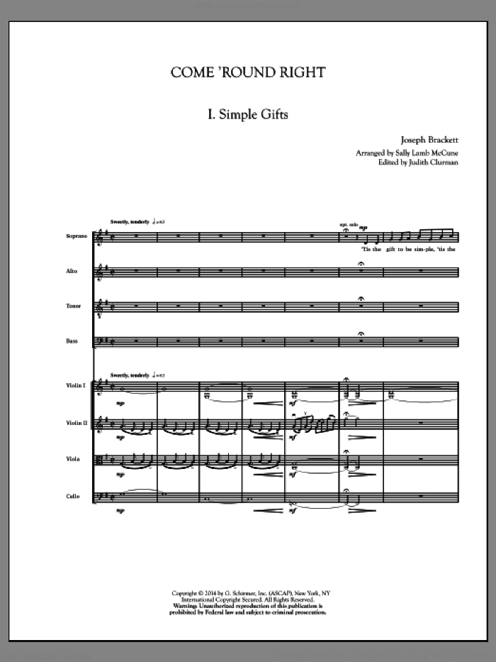 Come 'Round Right; A Folk Song Suite (COMPLETE) sheet music for orchestra/band by Judith Clurman and Sally Lamb McCune, intermediate skill level