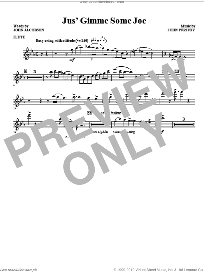 Jus' Gimme Some Joe! (complete set of parts) sheet music for orchestra/band (Rhythm) by John Purifoy and John Jacobson, intermediate skill level