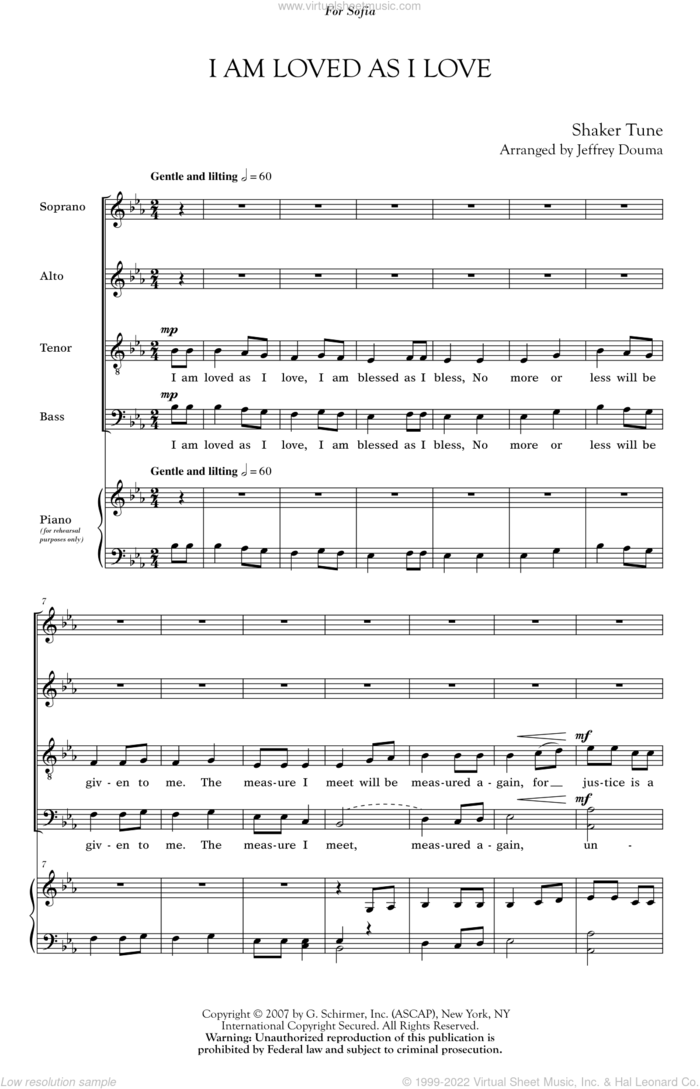 I Am Loved As I Love sheet music for choir (SATB: soprano, alto, tenor, bass) by Jeffrey Douma, classical score, intermediate skill level
