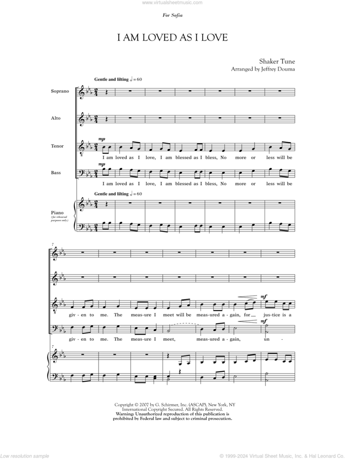 I Am Loved As I Love sheet music for choir (SATB: soprano, alto, tenor, bass) by Jeffrey Douma, classical score, intermediate skill level