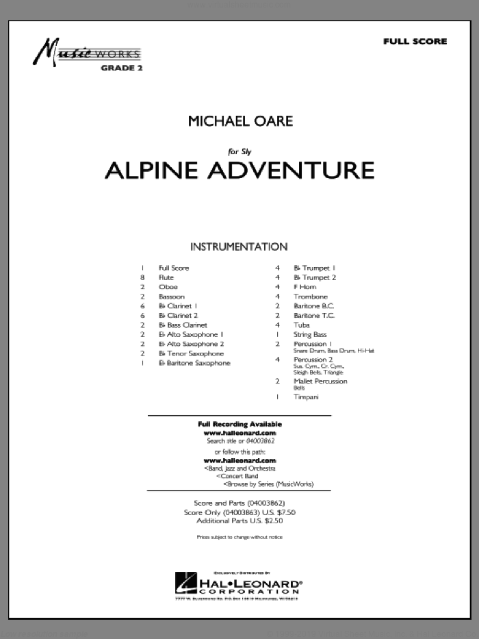 Alpine Adventure (COMPLETE) sheet music for concert band by Michael Oare, intermediate skill level