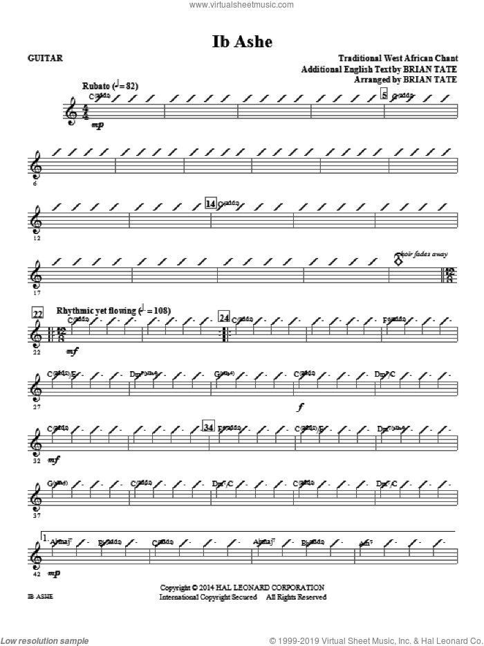 Ib Ashe (complete set of parts) sheet music for orchestra/band by Brian Tate and Traditional West African Chant, intermediate skill level
