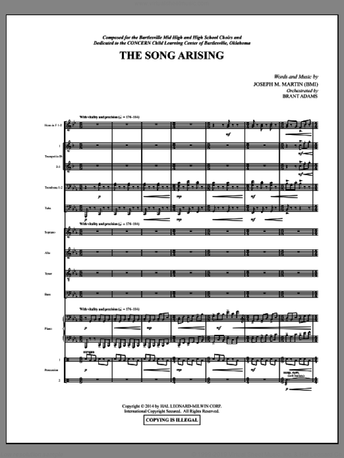 The Song Arising (COMPLETE) sheet music for orchestra/band by Joseph M. Martin, intermediate skill level