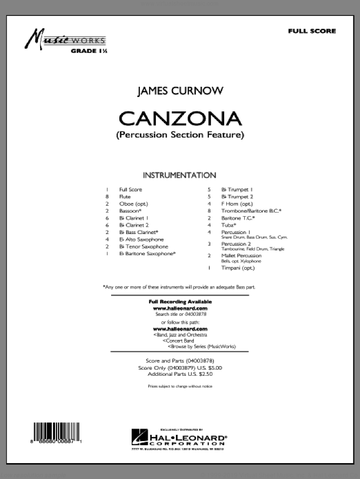 Canzona (COMPLETE) sheet music for concert band by James Curnow, intermediate skill level