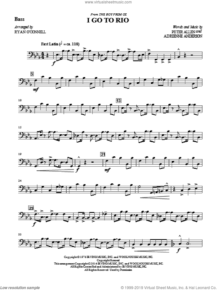 I Go to Rio (from The Boy From Oz) (arr. Ryan O'Connell) (complete set of parts) sheet music for orchestra/band by Peter Allen and Adrienne Anderson, intermediate skill level