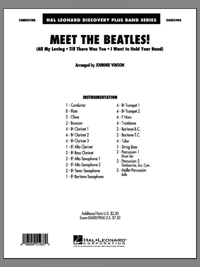 Meet the Beatles! (COMPLETE) sheet music for concert band by The Beatles and Johnnie Vinson, intermediate skill level