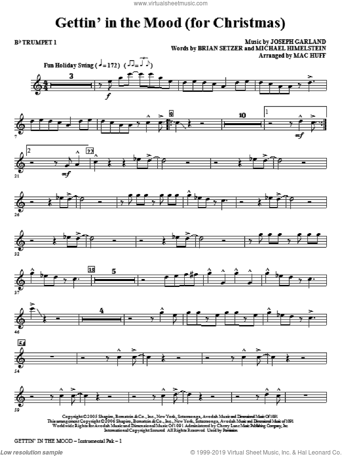 Gettin' In The Mood - For Christmas (complete set of parts) sheet music for orchestra/band by Brian Setzer, Joe Garland, Michael Himelstein and Mac Huff, intermediate skill level