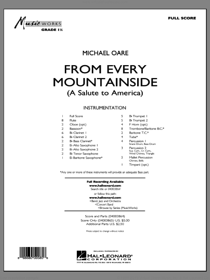 From Every Mountainside (A Salute to America) (COMPLETE) sheet music for concert band by Michael Oare, intermediate skill level