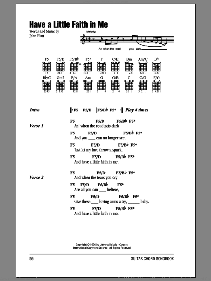 Have A Little Faith In Me sheet music for guitar (chords) by Joe Cocker and John Hiatt, intermediate skill level