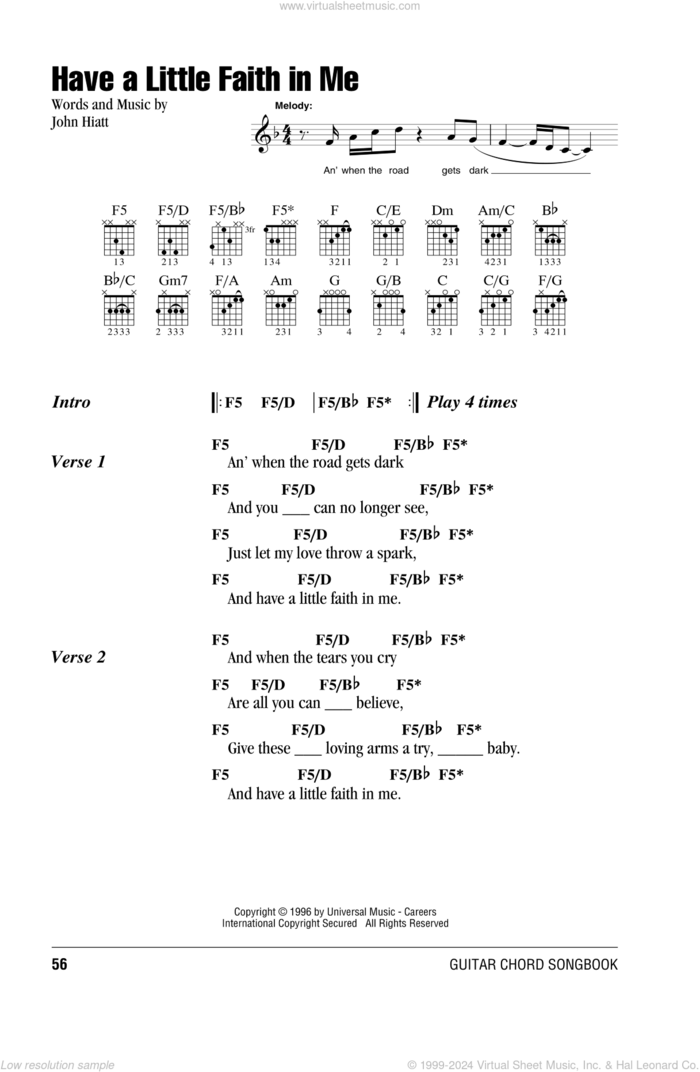 Have A Little Faith In Me sheet music for guitar (chords) by Joe Cocker and John Hiatt, intermediate skill level