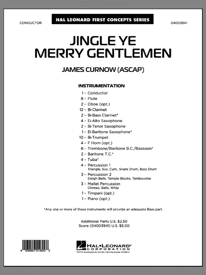 Jingle Ye Merry Gentlemen (COMPLETE) sheet music for concert band by James Curnow, intermediate skill level