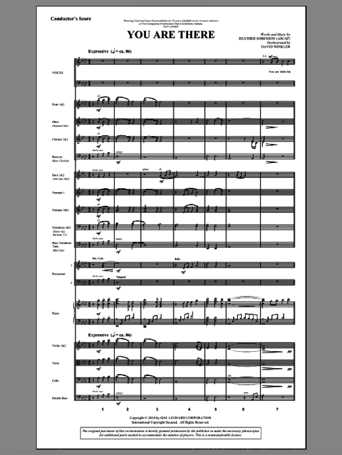 You Are There (COMPLETE) sheet music for orchestra/band by Heather Sorenson, intermediate skill level