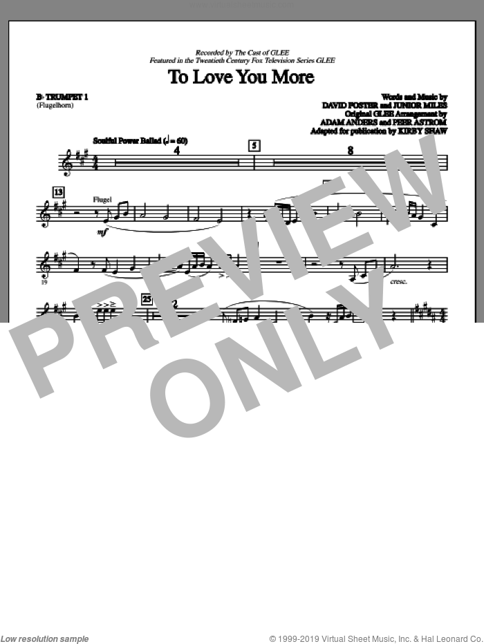 To Love You More (complete set of parts) sheet music for orchestra/band by Kirby Shaw, Celine Dion, David Foster, Glee Cast and Junior Miles, wedding score, intermediate skill level